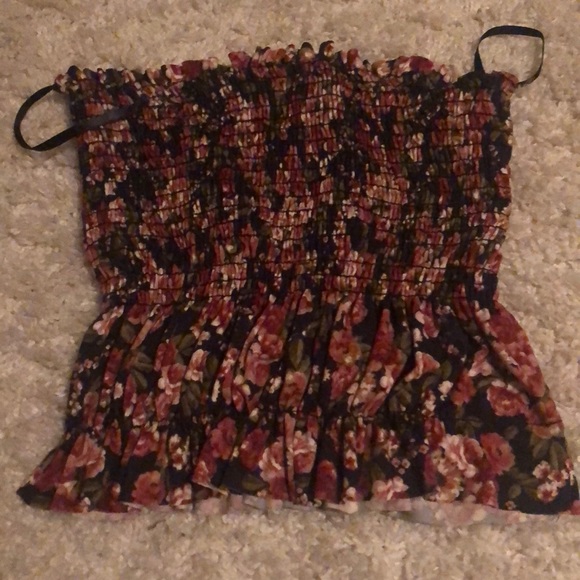 floral ribbed tube top - Picture 1 of 1